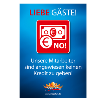 Hinweisschild "Kein Kredit"